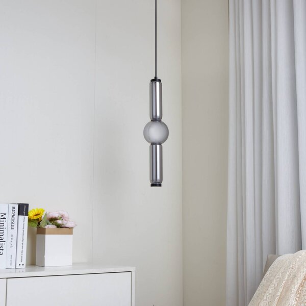 Lucande LED lógó világítás Savete, füstszürke, üveg, Ø 12 cm, Alu / szürke / cink, Nappali / Étkező, Üveg, Modern