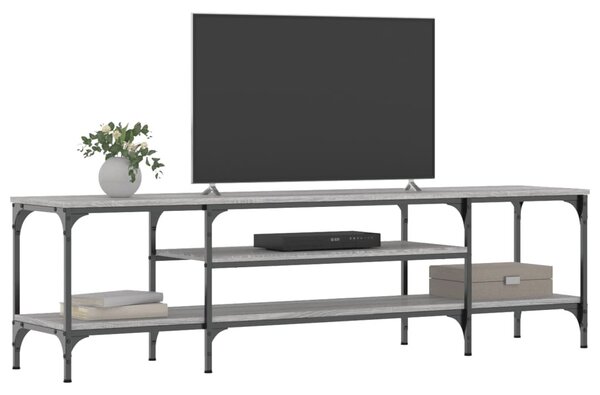 Szürke sonoma színű szerelt fa és vas TV-szekrény 161x35x45 cm