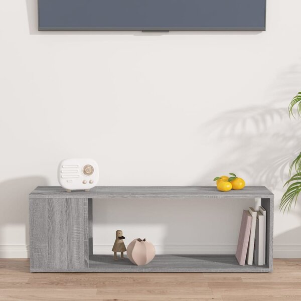 Szürke sonoma színű szerelt fa TV-szekrény 100x24x32 cm