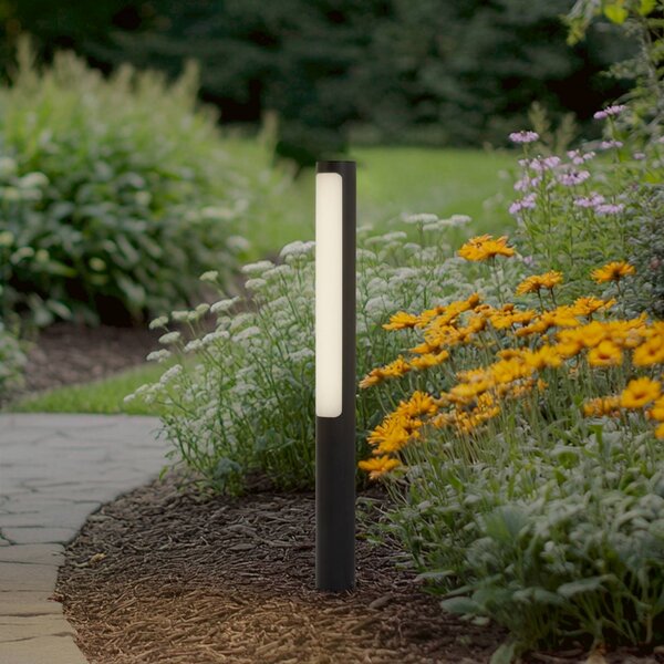 Lucande LED-es útvilágító lámpa Tuberia, antracit, fém, 80 cm, Fekete, Alumínium, Modern