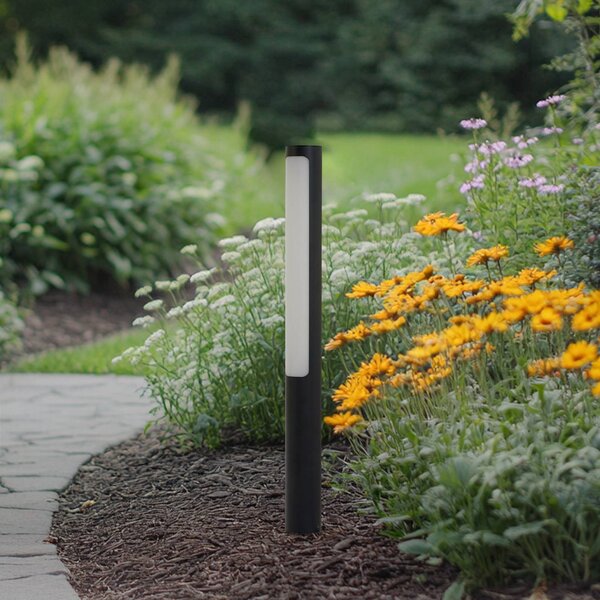 Lucande LED-es útvilágító lámpa Tuberia, antracit, fém, 80 cm, Fekete, Alumínium, Modern