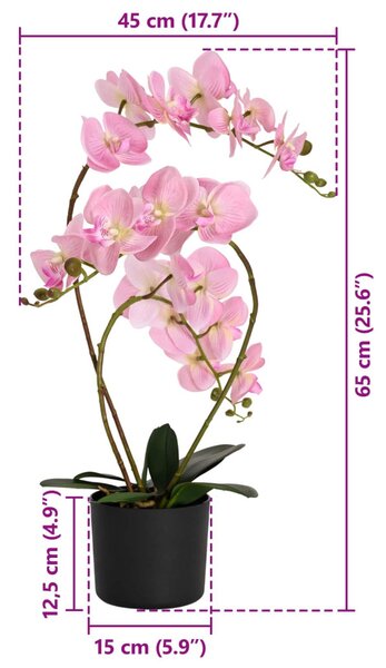 Mesterséges orchidea növény cserépben Rózsaszín 45 x 15 x 65 cm