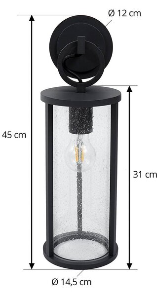 Lucande kültéri fali lámpa Emmeline, buborékok, alumínium, magasság 45cm, dimmelhető, Fekete, Alumínium, Modern