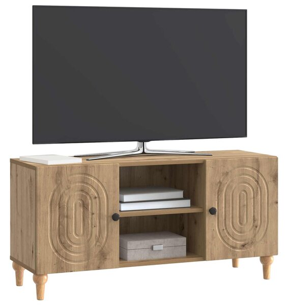 TV szekrény 102 x 34,5 x 50 cm Kézműves Tölgy Szerelt Fa