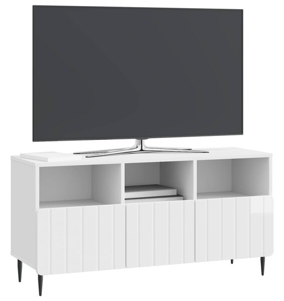 TV szekrény Magasfényű Fehér 102 x 34,5 x 50 cm Szerelt Fa