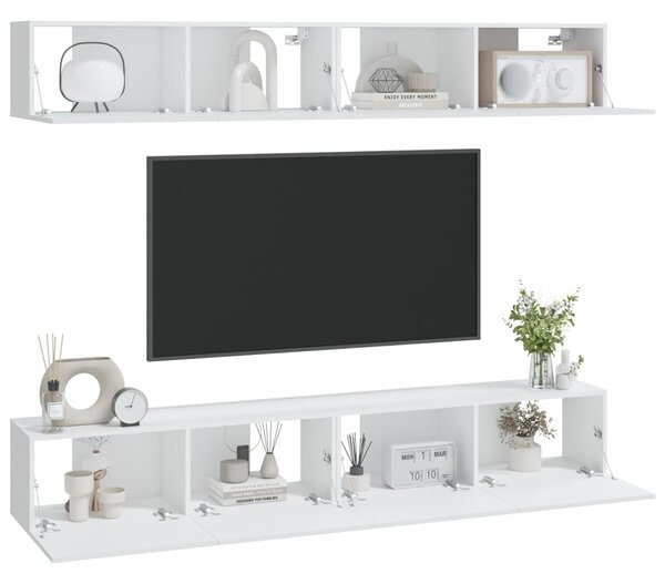 4 db fehér fali TV-szekrény 100 x 30 x 30 cm