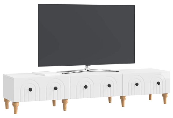 TV szekrény Magasfényű Fehér 147 x 34,5 x 30 cm Szerelt Fa