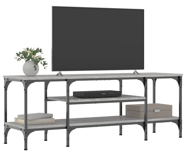 Szürke sonoma színű szerelt fa és vas TV-szekrény 121x35x45 cm
