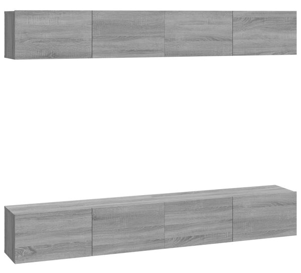 4 db szürke sonoma színű fali TV-szekrény 100 x 30 x 30 cm