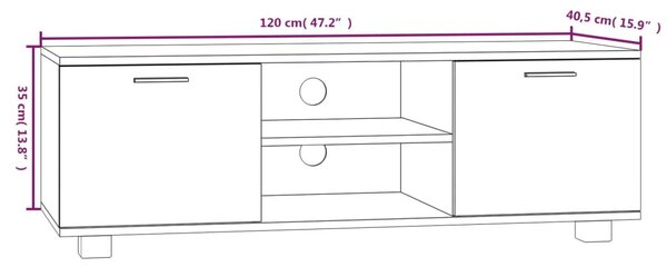 Fekete szerelt fa TV-szekrény 120 x 40,5 x 35 cm