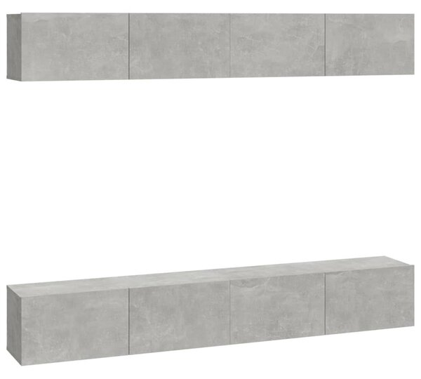 4 db betonszürke fali TV-szekrény 100 x 30 x 30 cm