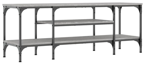 Szürke sonoma színű szerelt fa és vas TV-szekrény 121x35x45 cm