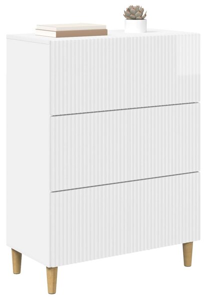 Fiókos szekrény Magasfényű Fehér 66 x 34,5 x 90 cm Szerelt Fa