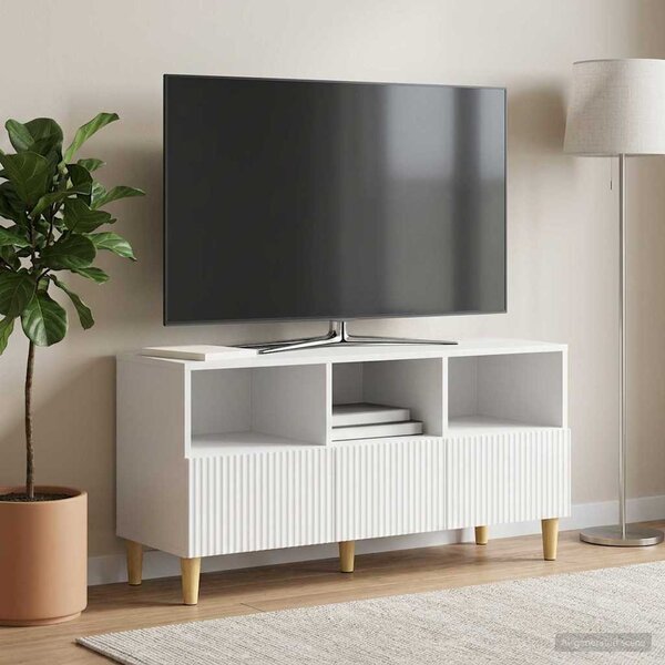 TV szekrény Magasfényű Fehér 102 x 34,5 x 50 cm Szerelt Fa