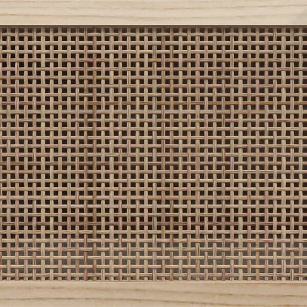 Fehér tömör fenyő és természetes rattan TV-szekrény 80x30x40 cm