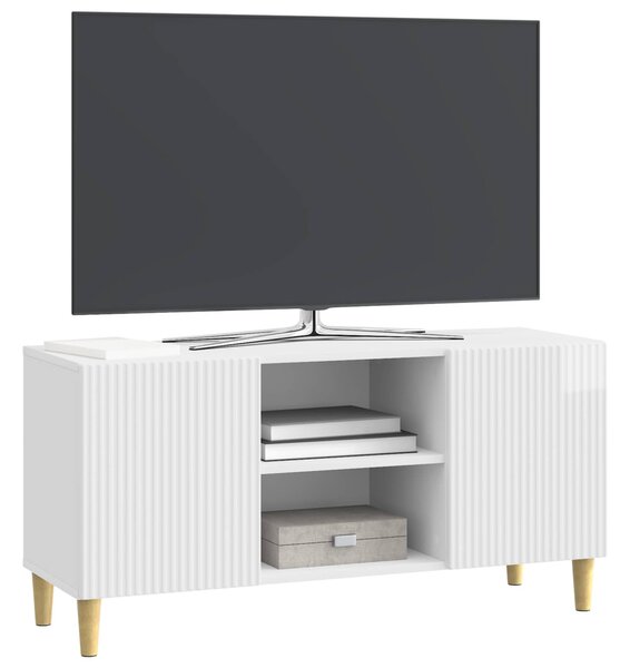 TV szekrény Magasfényű Fehér 102 x 34,5 x 50 cm Szerelt Fa
