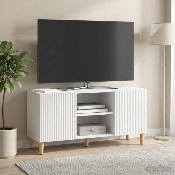 TV szekrény Magasfényű Fehér 102 x 34,5 x 50 cm Szerelt Fa