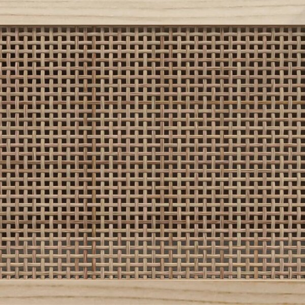 Barna tömör fenyő és természetes rattan TV-szekrény 80x30x40 cm