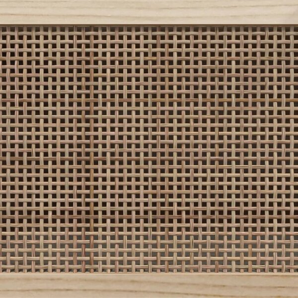 Fehér szerelt fa és természetes rattan fali kabáttartó