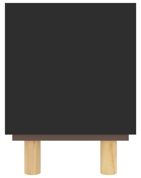 Fekete fenyőfa és természetes rattan TV-szekrény 80x30x40 cm