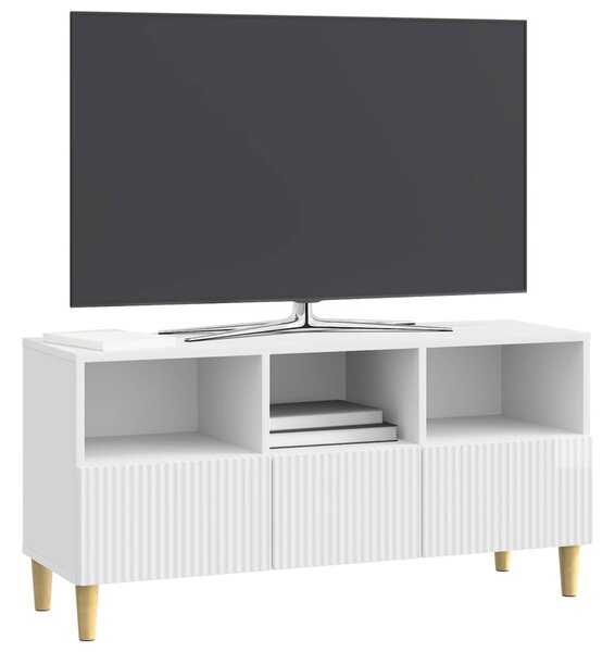 TV szekrény Magasfényű Fehér 102 x 34,5 x 50 cm Szerelt Fa