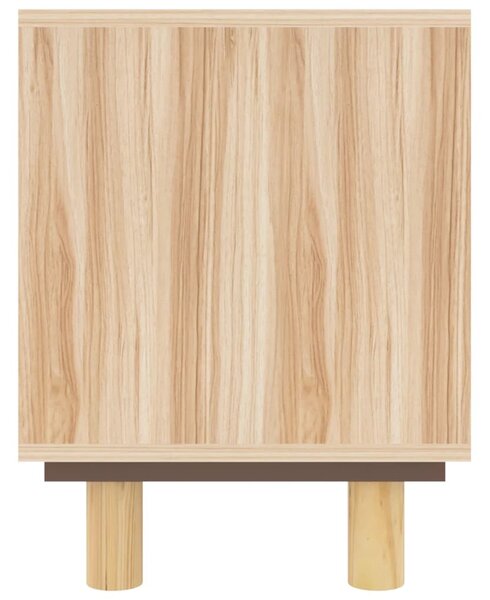 Barna fenyőfa és természetes rattan TV-szekrény 105x30x40 cm