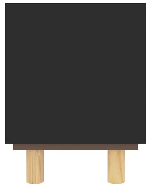 Fekete fenyőfa és természetes rattan TV-szekrény 105x30x40 cm