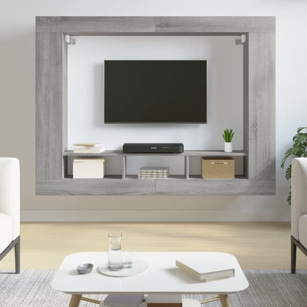 Szürke sonoma színű szerelt fa TV-szekrény 152x22x113 cm
