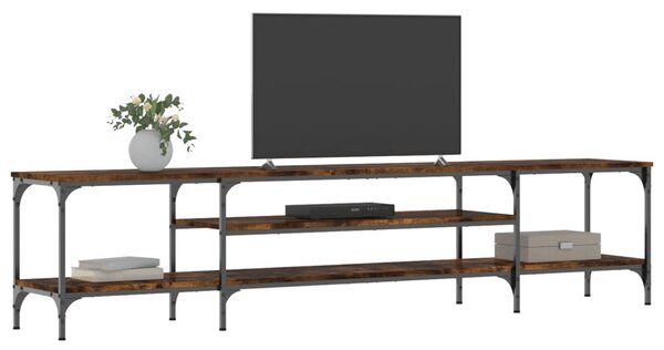 Füstös tölgy színű szerelt fa és vas TV-szekrény 201x35x45 cm
