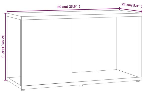 Füstös tölgy színű szerelt fa TV-szekrény 60 x 24 x 32 cm