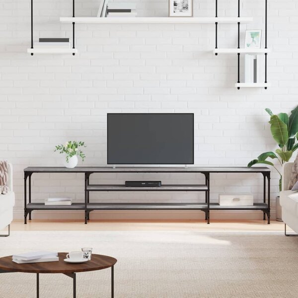 Szürke sonoma színű szerelt fa és vas TV-szekrény 201x35x45 cm
