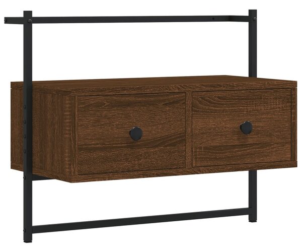 Barna tölgyszínű szerelt fa fali TV szekrény 60,5 x 30 x 51 cm
