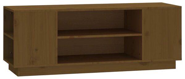 Mézbarna tömör fenyőfa TV-szekrény 110 x 35 x 40,5 cm