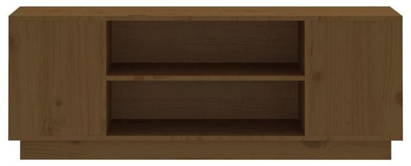 Mézbarna tömör fenyőfa TV-szekrény 110 x 35 x 40,5 cm