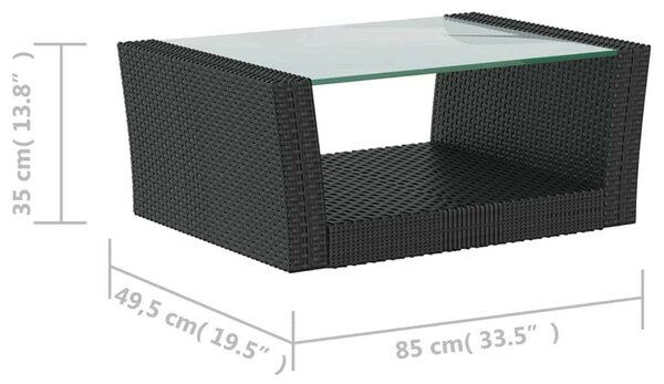 Polyrattan Kerti Társalgószett - 8 részes - Fekete