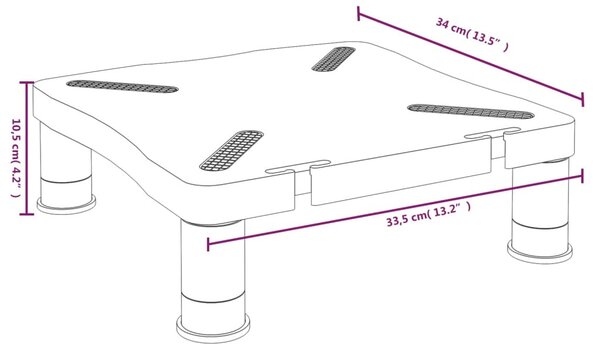 Fekete monitorállvány 33,5 x 34 x 10,5 cm