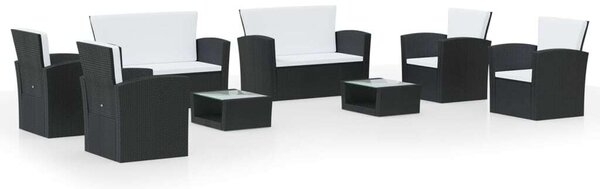 Polyrattan Kerti Társalgószett - 8 részes - Fekete