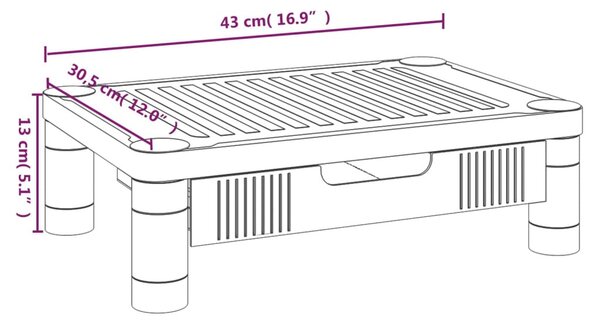 Fekete monitorállvány 43 x 30,5 x 13 cm