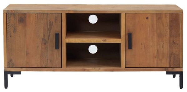 Barna tömör újrahasznosított fenyőfa TV-szekrény 110x35x48 cm