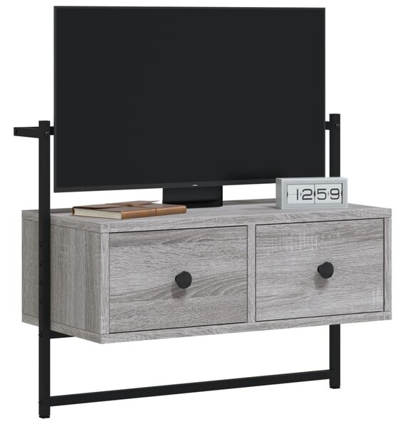 Szürke sonoma szerelt fa fali TV szekrény 60,5 x 30 x 51 cm