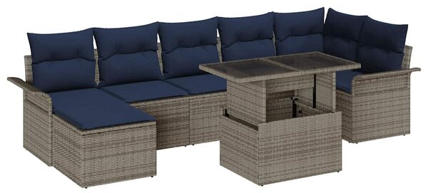 Kerti Kanapé Szett párnával tárolóval 8 pcs Szürke Poly Rattan