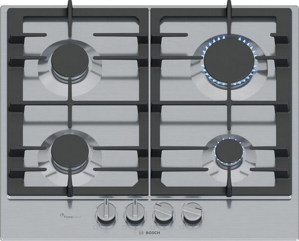 Bosch Serie 6 PCP6A5I90 főzőlap Rozsdamentes acél Beépített 58 cm Gáz 4 zóna