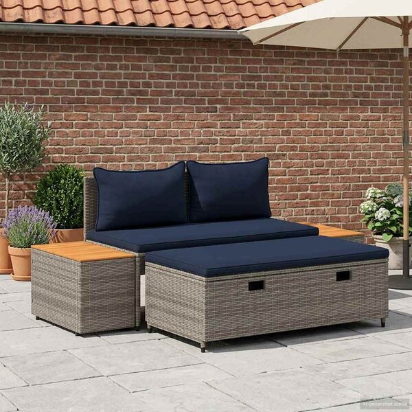 Kültéri kanapé szett 4 -Seater 4 pcs 55 x 30 x 39 cm