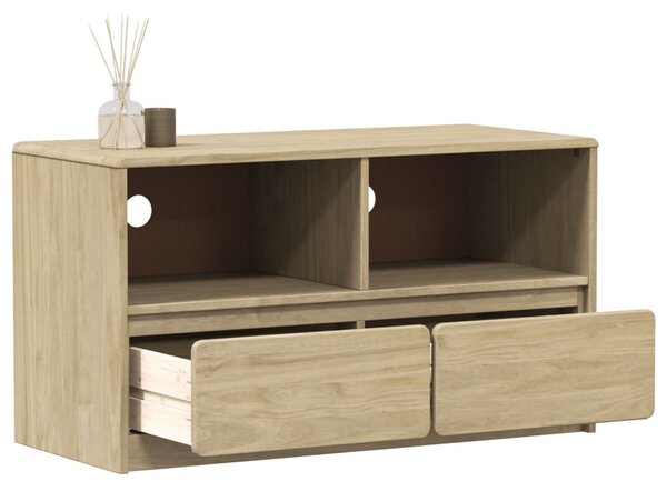SAUDA tölgyszínű tömör fenyőfa TV-szekrény 99 x 43 x 55 cm
