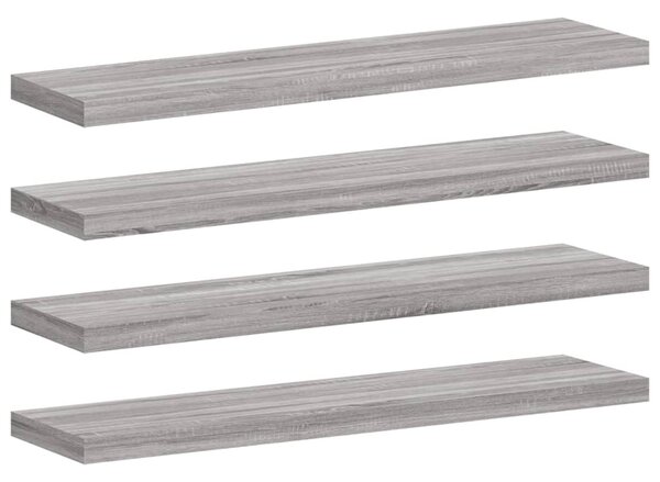 4 db szürke sonoma színű szerelt fa fali polc 40 x 10 x 1,5 cm