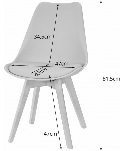 Étkezőszék, Mark-ATTY16, 4 db, fehér/fekete, 81,5 x 43 x 47 cm, polipropilén ülés, bükkfa lábak, párnázott