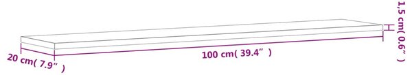 4 db szürke sonoma színű szerelt fa fali polc 100 x 20 x 1,5 cm