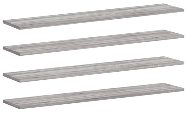 4 db szürke sonoma színű szerelt fa fali polc 100 x 20 x 1,5 cm