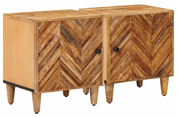 Éjjeli asztal 2 pcs Barna 40 x 33,5 x 46 cm Tömör Mangófát
