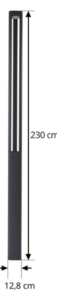 Lucande LED kültéri világítás Pirron, 230 cm, antracit, IP65, Fekete, Alumínium, Modern